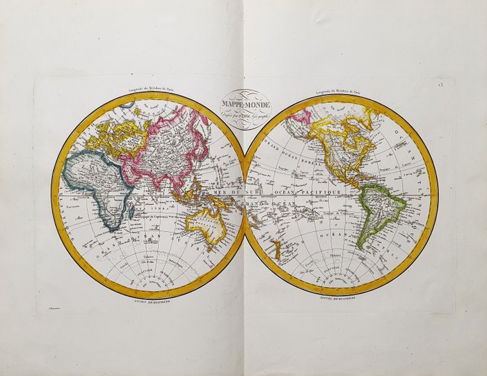 World Map - Globus; Pierre M. Lapie / Conrad Malte Brun - Mappe-Mondes sur Diverses Projections - 1801-1820