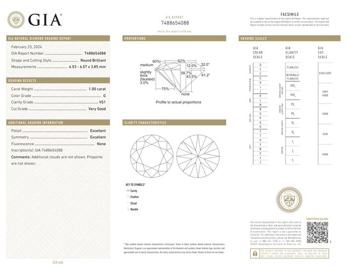 1 pcs Diamant  (Natur)  - 100 ct - Rund - G - VS1 - Gemological Institute of America (GIA)