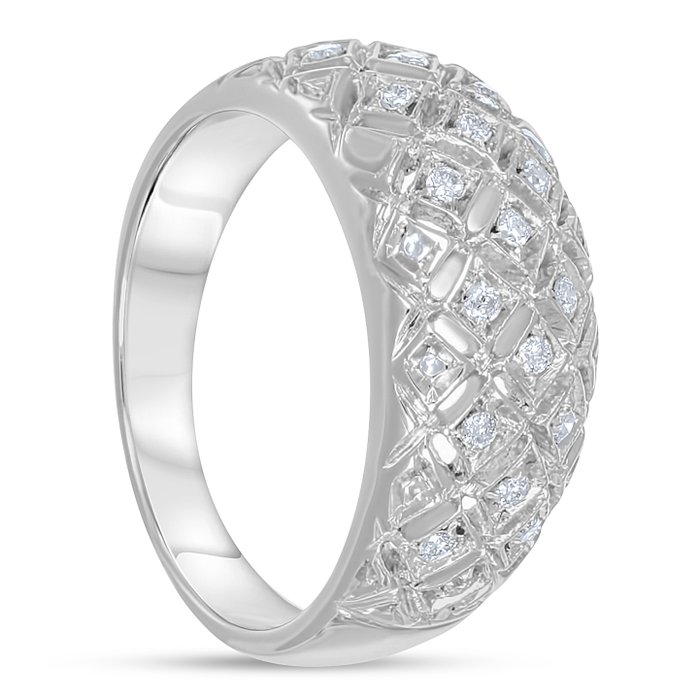 Ring - 18 kraat Hvidguld -  029ct tw Diamant (Natur)