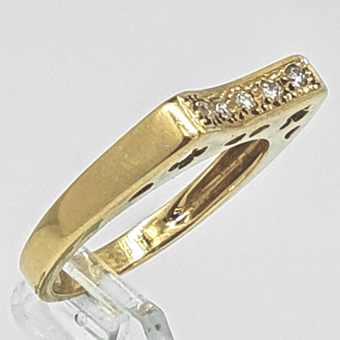 Ring - 18 kraat Gulguld -  0.08ct. tw. Diamant (Natur)