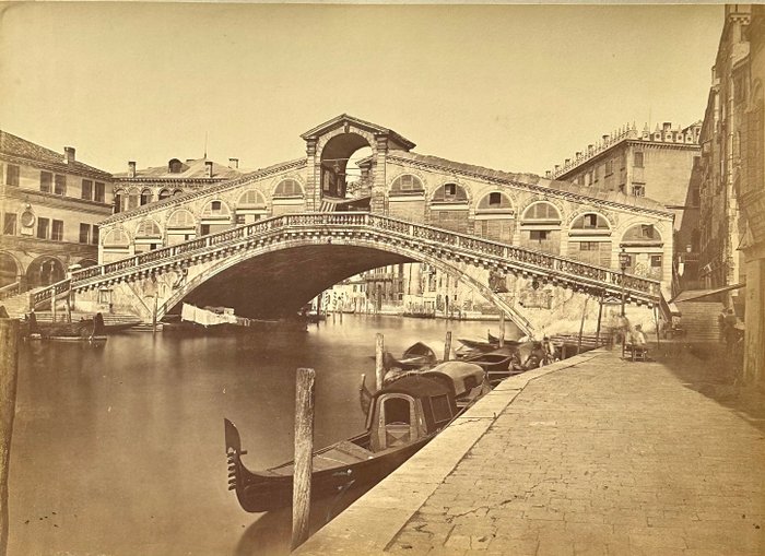 Carlo Ponti (Italian 1820 -1893) - View of Venice - Ponte di Rialto - Large Format - ca 1860