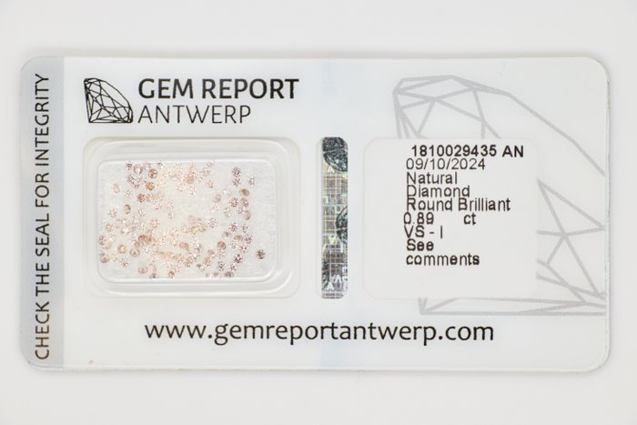 Ingen mindstepris - 114 pcs Diamant  (Natur)  - 0.89 ct - Rund - I1, I2, I3, SI1, SI2, VS1, VS2 - Gem Report Antwerp (GRA) - INGEN RESERVEPRIS