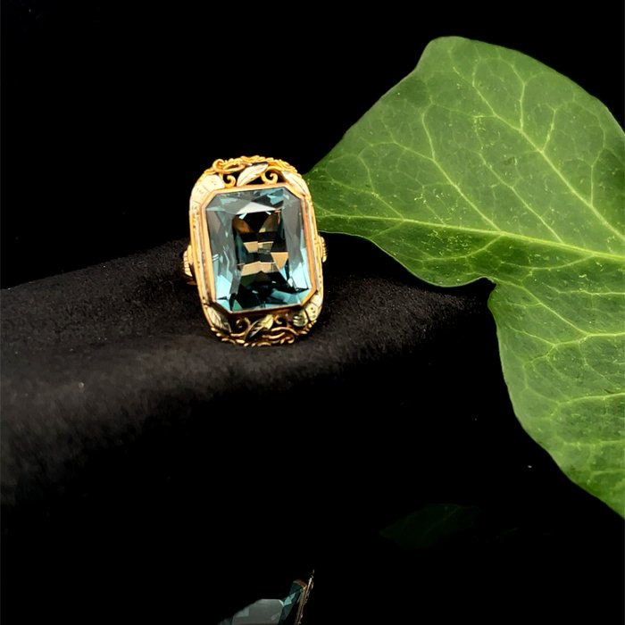 Ring - 14 karat Gulguld, Hvidguld Spinel