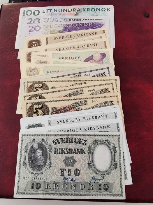 Sverige. - 23 banknotes - various values and dates  (Ingen mindstepris)