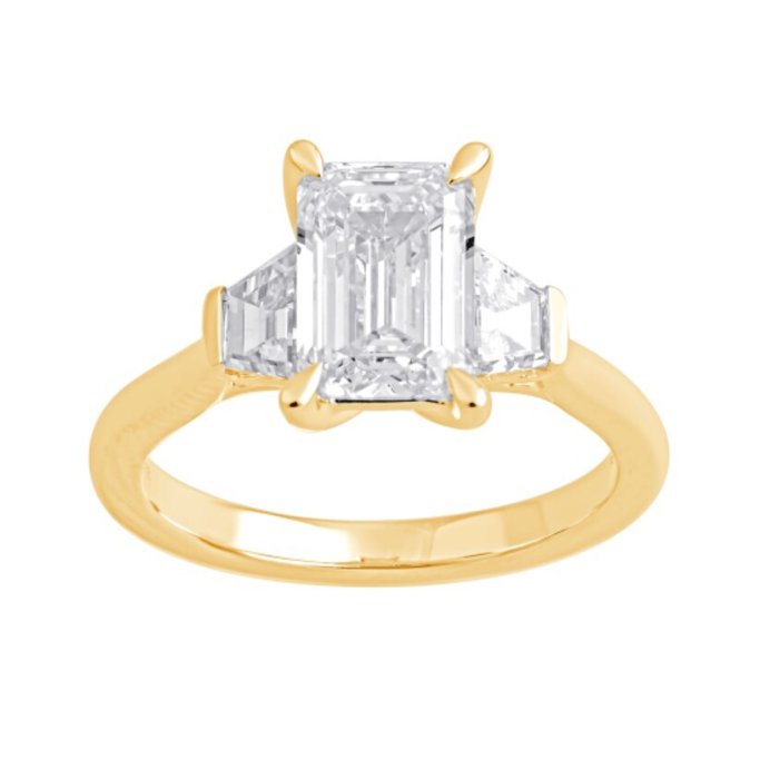 Ring - 14 karat Gulguld -  2.69ct. tw. Diamant (Laboratoriedyrket) - Diamant