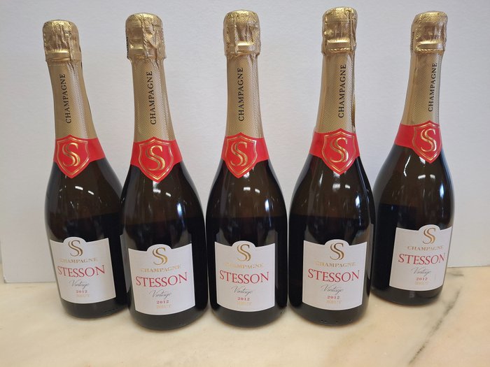 2012 Stesson, Champagne Stesson Vintage - Champagne Brut - 5 Flasker (0,75 L)