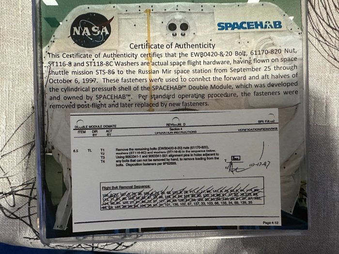 NASA Spacehab modul monteringsdel - Mission STS-86 Space Shuttle Atlantis - 1990-2000