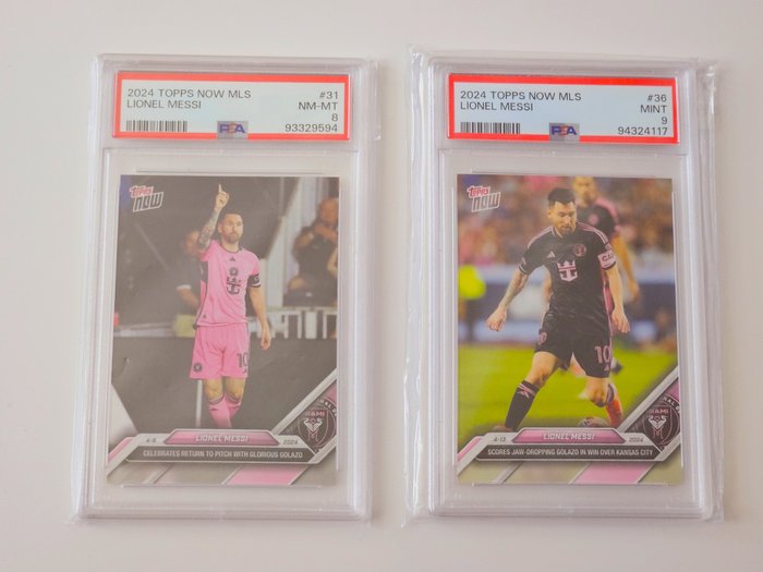 2024 Topps MLS Lionel Messi #31, #36 PSA 9, 8 - 2 Graded card