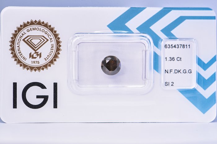 Ingen mindstepris - 1 pcs Diamant  (Naturfarvet)  - 136 ct - Rund - Fancy dark Grønlig Grå - SI2 - International Gemological Institute (IGI)