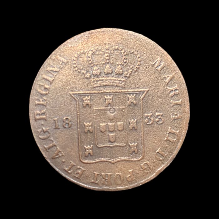 Portugal. D. Maria II (1834-1853). Ducal  (Vintém) 1833 - Rara -