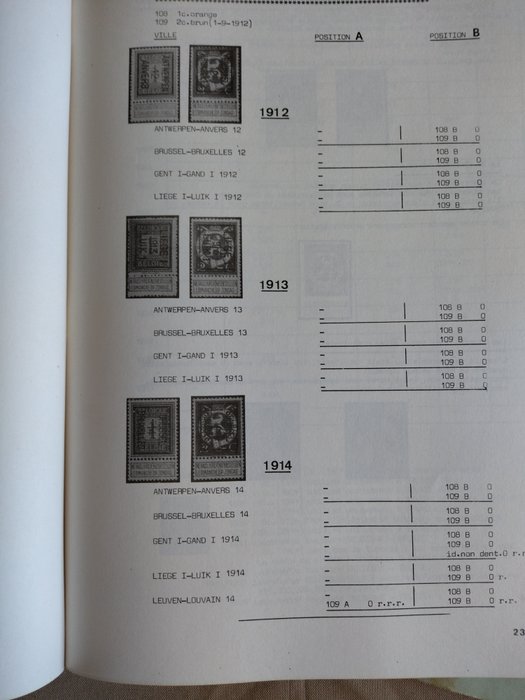 Belgien 1981 - Vade-mecum af præ-annullerede typografiske frimærker fra Belgien 1906 - 1938 - Leo Tavano