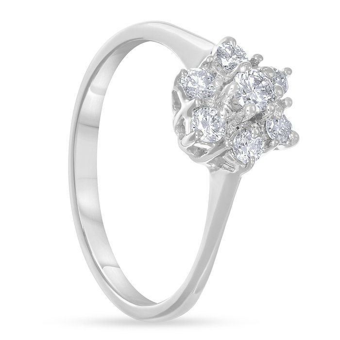 Ring - 18 kraat Hvidguld -  029ct tw Diamant (Natur)