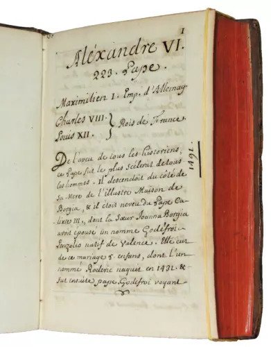 JB Descamps. - Livre manuscrit XVIIIe Histoire des Papes d'Alexandre VI à Clément VIII - 1750