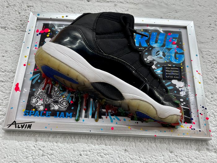 Alvin Silvrants (1979) - Nike Air Jordan XI Space Jam 3D sneaker art in frame