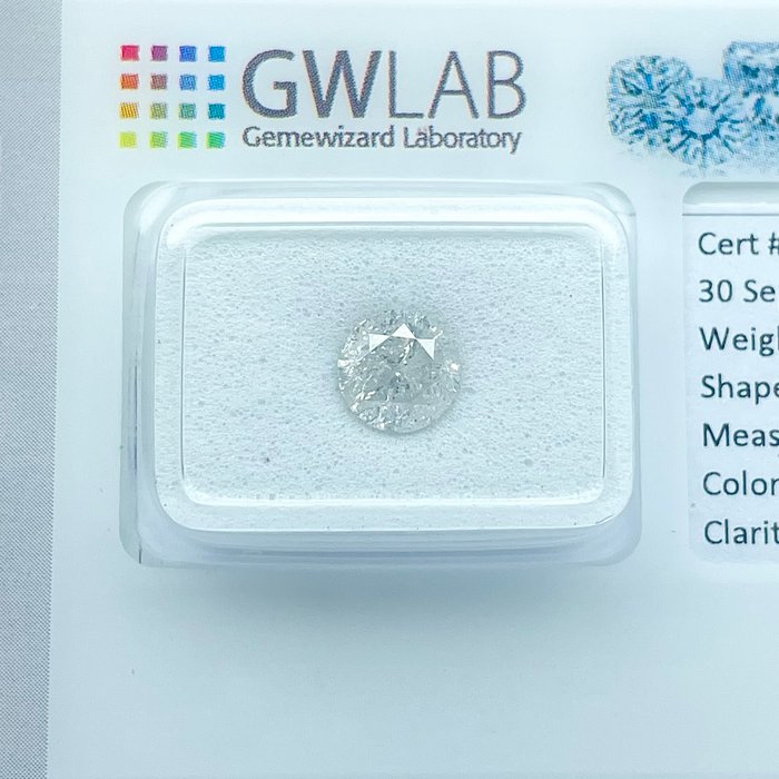 Ingen mindstepris - 1 pcs Diamant  (Natur)  - 1.00 ct - Rund - E - I2 - Gemewizard Gemological Laboratory (GWLab)