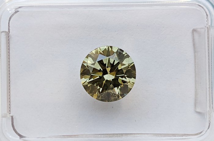 1 pcs Diamant  (Naturfarvet)  - 116 ct - Rund - Fancy vivid Gullig Grøn - SI1 - International Gemological Institute (IGI)