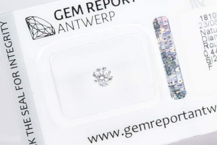 Ingen mindstepris - 1 pcs Diamant  (Natur)  - 0.44 ct - Rund - F - SI2 - Gem Report Antwerp (GRA)