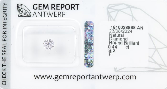 Ingen mindstepris - 1 pcs Diamant  (Natur)  - 0.44 ct - Rund - F - SI2 - Gem Report Antwerp (GRA)