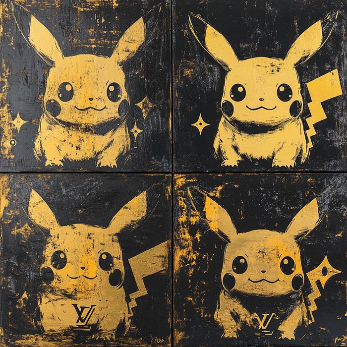 CAMILART.ES_(2002) - POKER PIKACHU (set 4 CANVAS 50 X 50 CM EACH)  ex 1/10