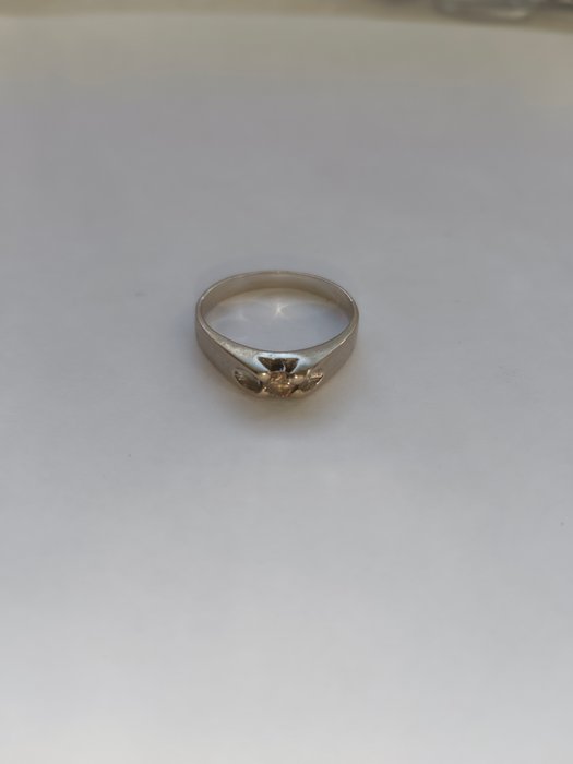 Ingen mindstepris - Ring - 14 karat Hvidguld -  0.11ct. tw. Diamant (Naturfarvet)