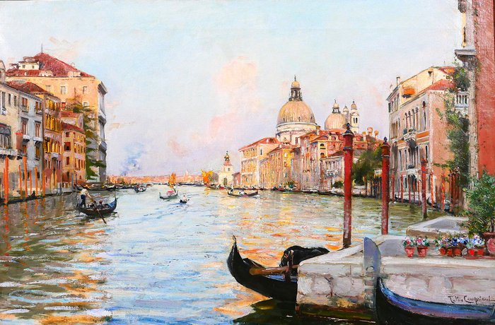 Tullio Campriani (1876-1939) - Venice, landscape of the Canal Grande