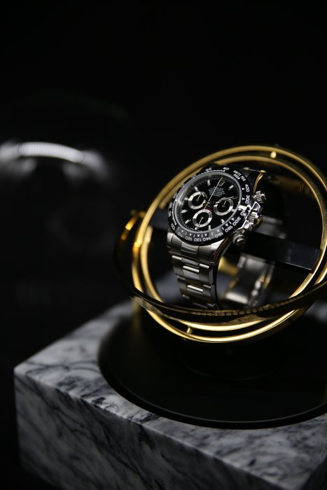 The Voyager I - Limited Edition xxx/287 - Marble Watch Winder - Gold/Grey -  Tourbillon/Gyro/Orbit