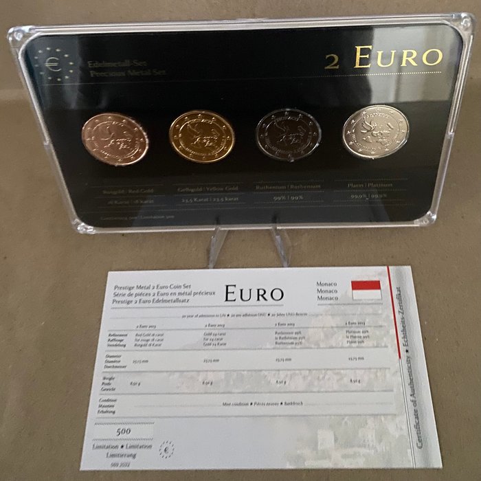 Monaco, San Marino. 2 Euro 2013 (8 colored coins)  (Ingen mindstepris)