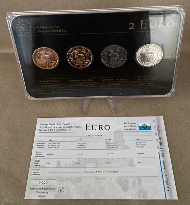 Monaco, San Marino. 2 Euro 2013 (8 colored coins)  (Ingen mindstepris)