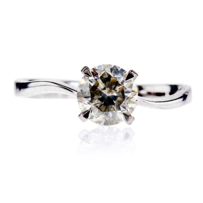 Ingen mindstepris - Forlovelsesring - 14 karat Hvidguld -  1.02ct. tw. Diamant (Naturfarvet)