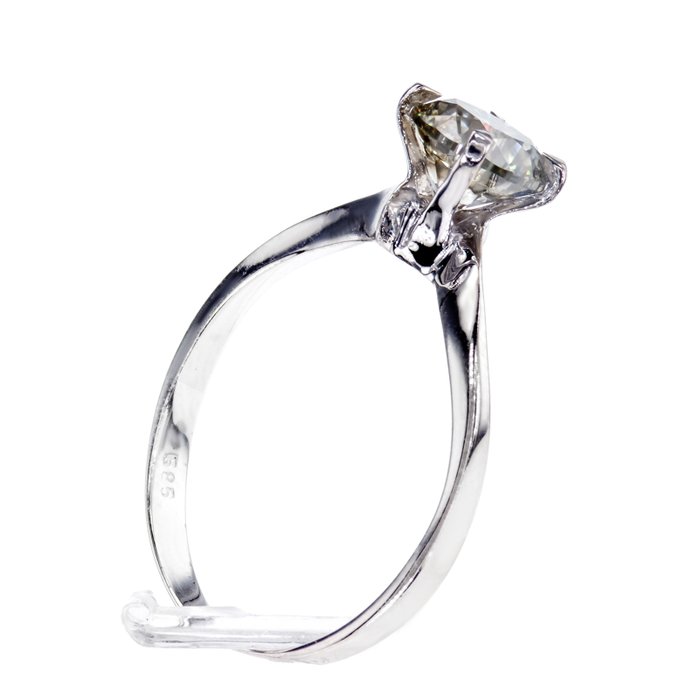 Ingen mindstepris - Forlovelsesring - 14 karat Hvidguld -  1.02ct. tw. Diamant (Naturfarvet)