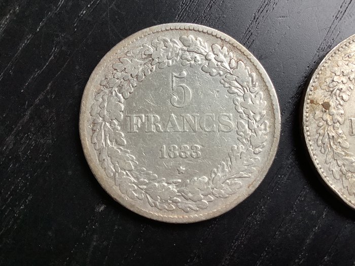 Belgien. Leopold 1.. 2 x 5 Francs 1833-1849  (Ingen mindstepris)