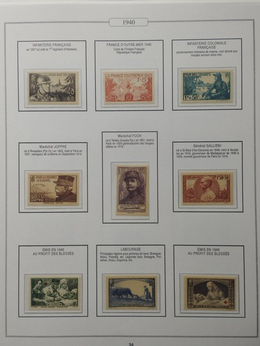 Frankrig 1940/1943 - Parti på 4 hele år - Neufs** MNH