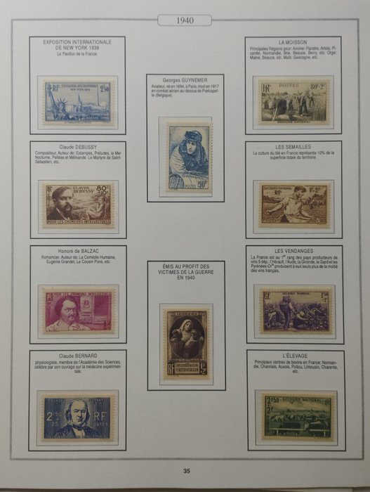 Frankrig 1940/1943 - Parti på 4 hele år - Neufs** MNH