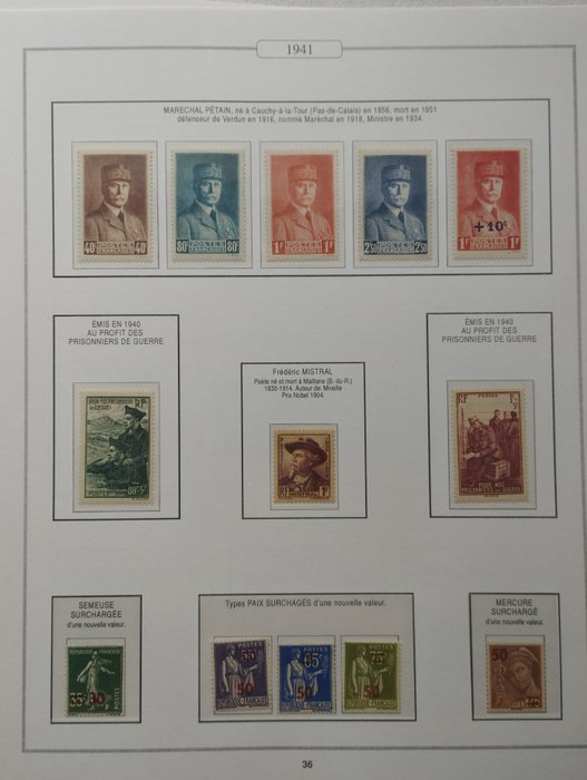 Frankrig 1940/1943 - Parti på 4 hele år - Neufs** MNH