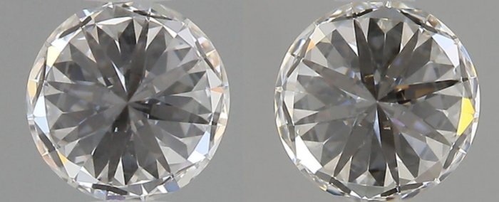 2 pcs Diamant  (Natur)  - 0.65 ct - Rund - F - IF - Gemological Institute of America (GIA) - *Matchende par* *EX*