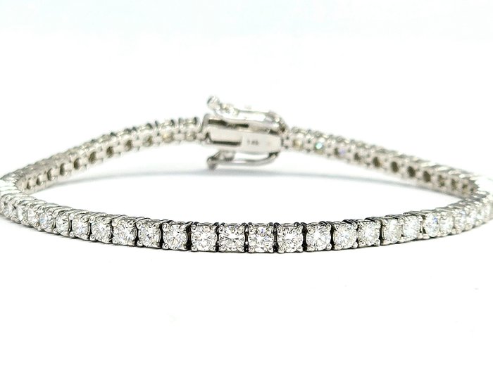 Armbånd - 14 karat Hvidguld -  4.40ct. tw. Diamant (Natur)