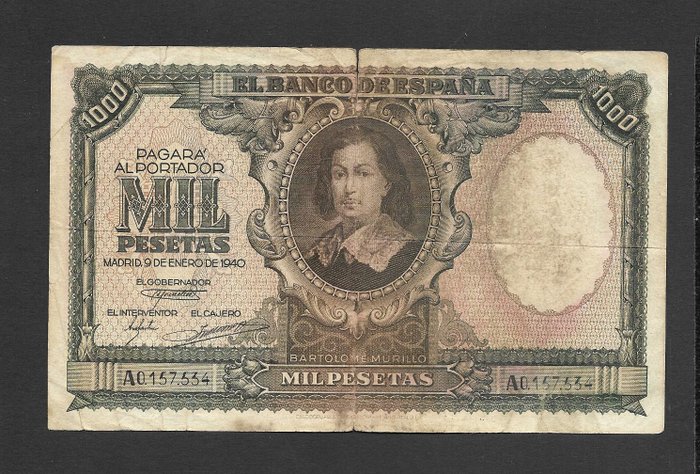 Spanien. - 1000 Pesetas 1940 - Pick 125  (Ingen mindstepris)