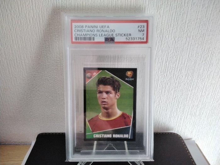 2004 Panini UEFA Euro Cristiano Ronaldo #23 Rookie PSA 7 Graded sticker