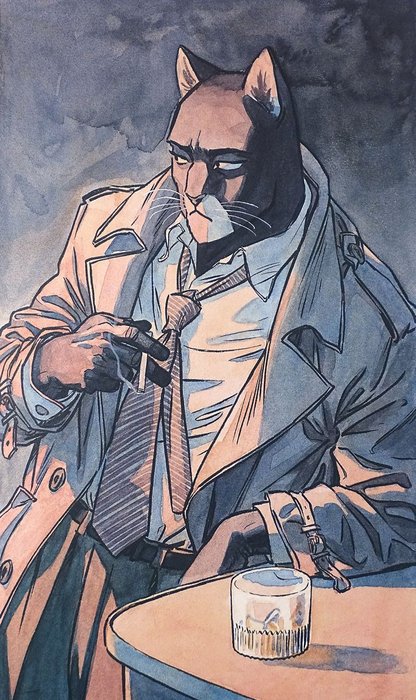 Guarnido, Juanjo - 1 Offset Print - Blacksad - John Blacksad au bar - 2013