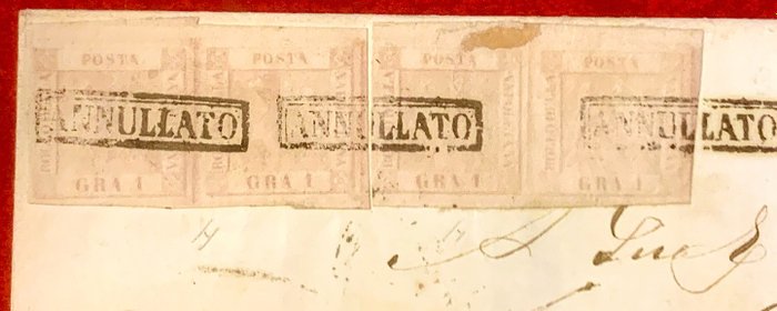 Antikke Italienske Stater - Napoli 1858 - Napoli brev med 2 par af 1 korn - Sassone 3