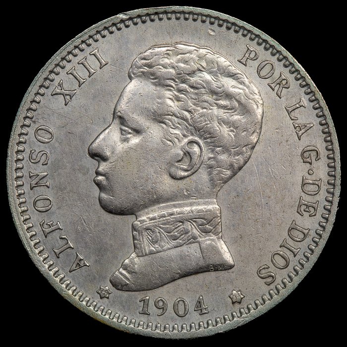 Spanien. Alfonso XIII. 1 Peseta 1904- Madrid  (Ingen mindstepris)