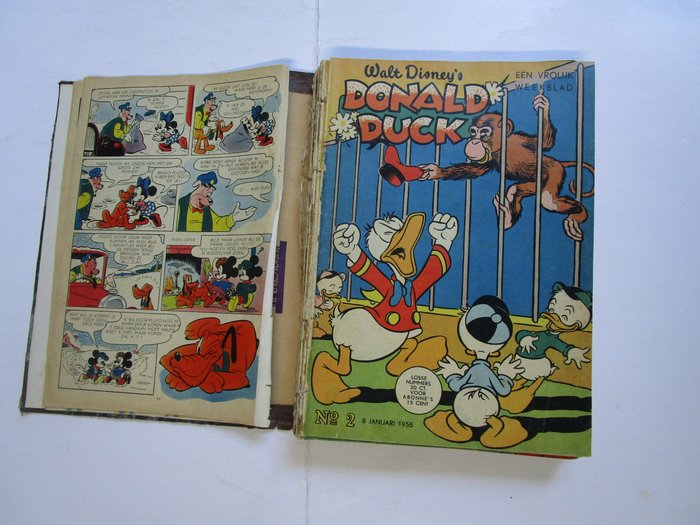 Donald Duck - Jaargang 1955 - Compleet ingebonden - 2 Album - Første udgave - 1955