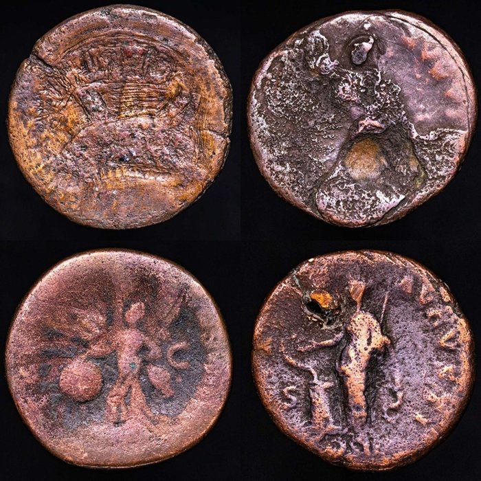 Romarriket. Domitian, Hadrian  Trajan. group comprising four (4) coins  (Ingen mindstepris)