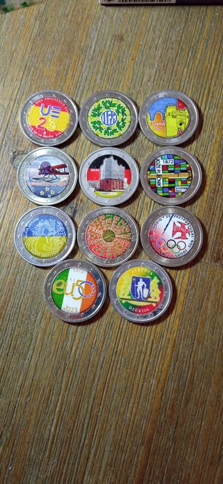 Europa. 2 Euro 2018/2023 (11 handmade colored coins)  (Ingen mindstepris)