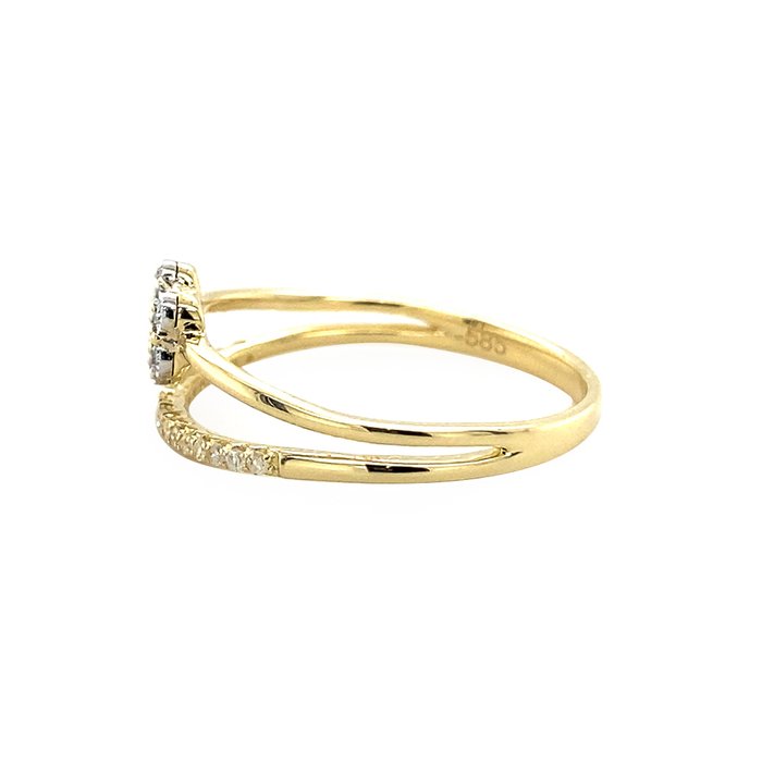 Ingen mindstepris - Ring - 14 karat Gulguld -  010ct tw Diamant (Natur)