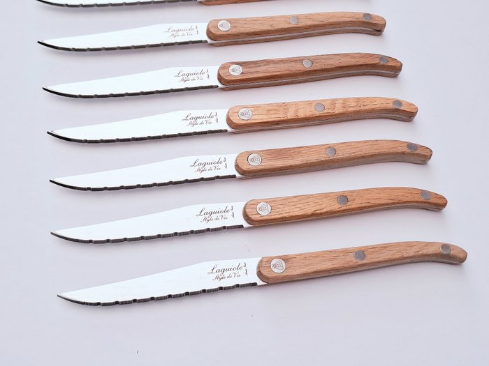 Laguiole - 12x Steak Knives - Oak wood - style de - Bordknive sæt (12) - Rustfrit stål