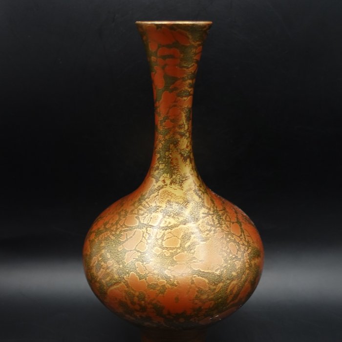 H23cm Takaoka kobbertøj 高岡銅器 Fin bronze vase - Japan - Shōwa-periode (1926-1989)