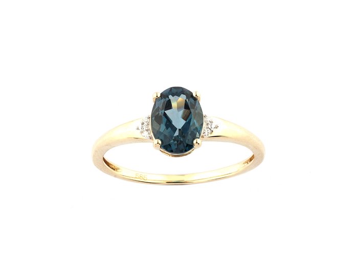 Ingen mindstepris - Ring - 14 karat Gulguld -  1.47ct. tw. Topas - Diamant