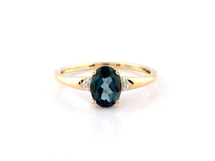 Ingen mindstepris - Ring - 14 karat Gulguld -  1.47ct. tw. Topas - Diamant