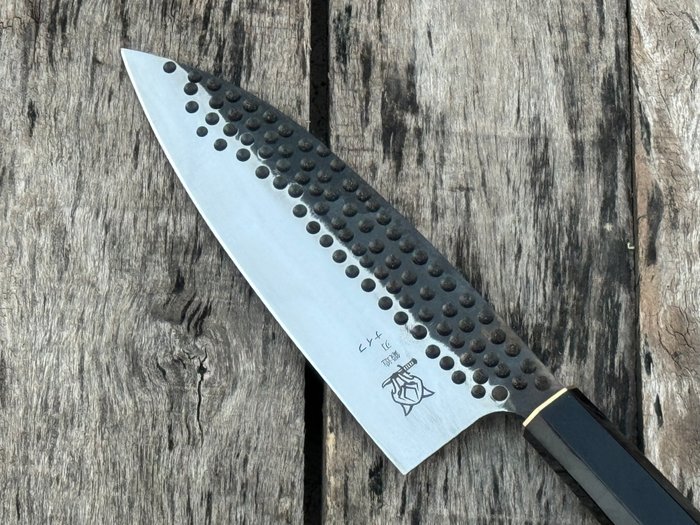 Køkkenkniv - Prestigefyldt håndlavet japansk Deba Chef Knife - Trofææske - Burl Wood, Box, Special Steel - Nordamerika